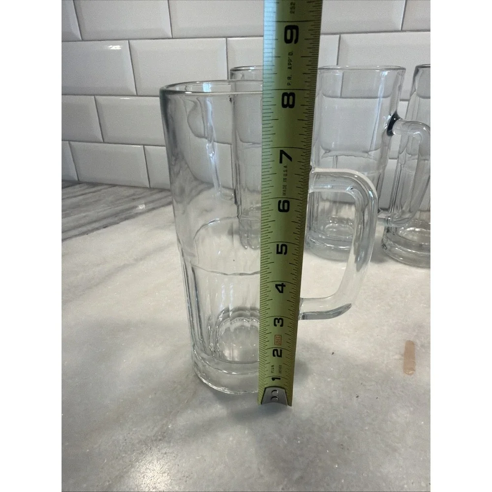 Vtg‎ Set Of 4 Libbey 5260 22oz Clear Glass Beer Steins GW0061